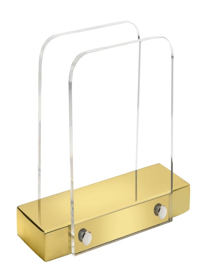 Tribello Modern Napkin Holder for Kitchen, Standing Napkin Holder for Tables, Clear Acrylic and Gold Steel Base Kitchen & Dining Room Decor - Image 4