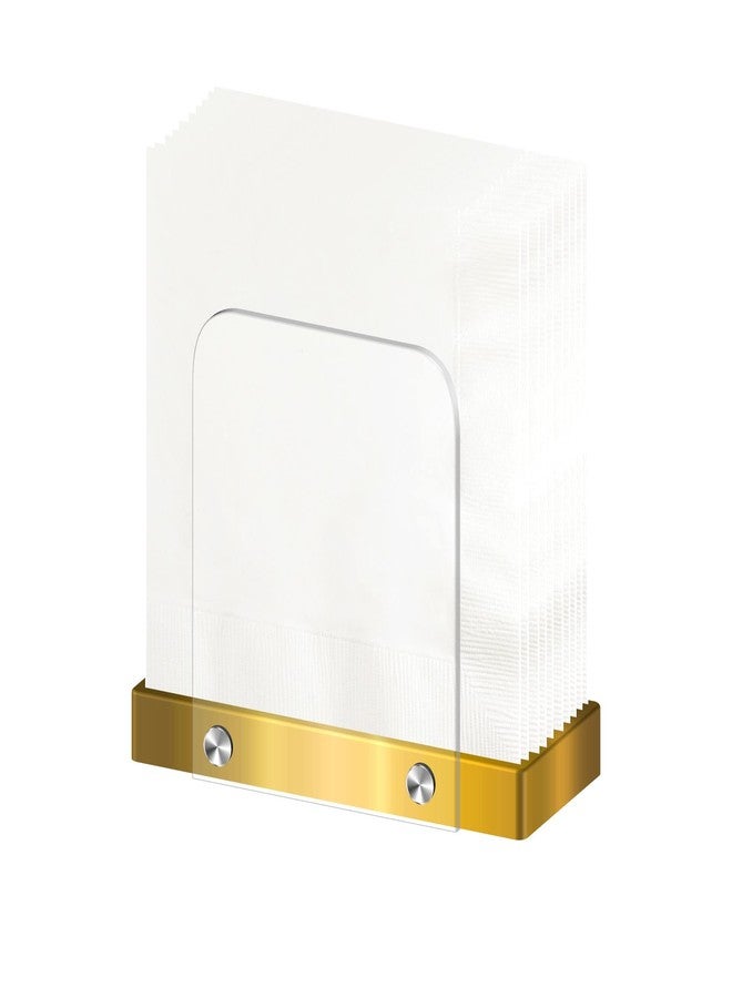 Tribello Modern Napkin Holder for Kitchen, Standing Napkin Holder for Tables, Clear Acrylic and Gold Steel Base Kitchen & Dining Room Decor - Image 5