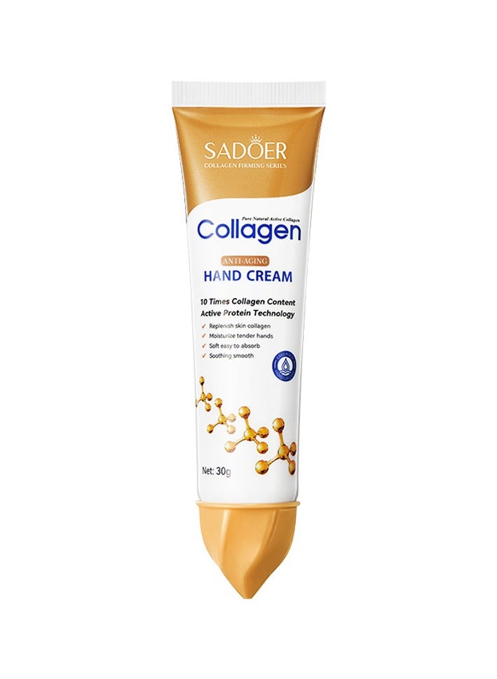 SADOER Collagen Anti-Aging Hand Cream - Nourishing Whitening Moisturizing Skin Care Cream - Smooth and Soft Skin Crack Repair Cream To Remove Wrinkles Darkness, 30g - Image 1