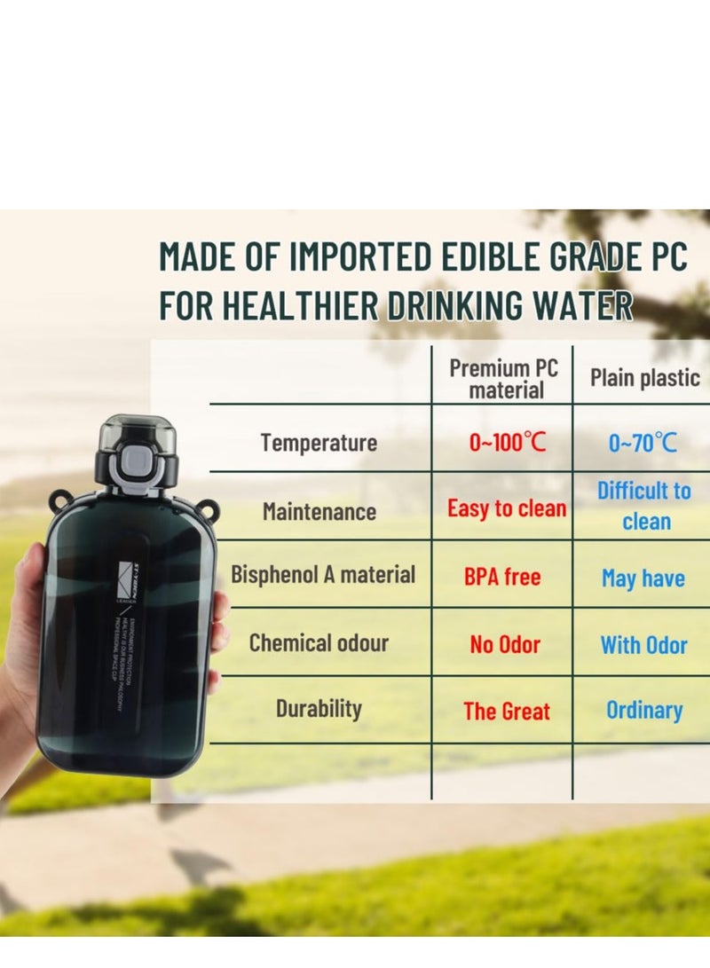 SOLARAE 750ml Sports Water Bottle, Leak-Proof Flat Water Bottle, Flat Water Bottle To Carry In Bag, Personalized Water Bottle, Bpa-Free Plastic Water Bottle (Black) - Image 5