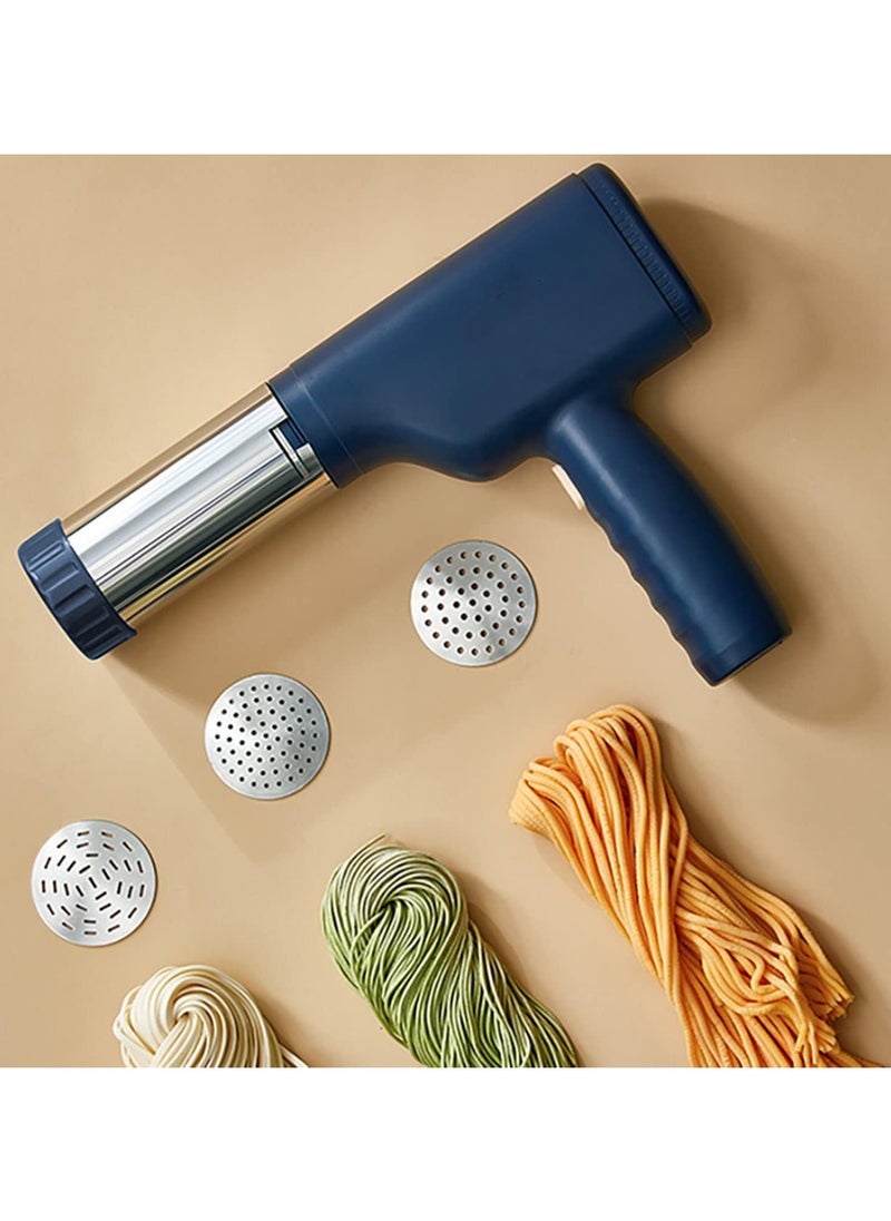 Generic - Electric Pasta Maker, Electric Noodle Maker, High Efficiency Handheld Press Pasta Machine with 6 Moulds, Premium Materials, Portable Automatic Pasta Maker Machine for Home Use (Blue) - Image 1