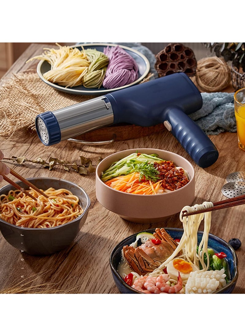 Generic - Electric Pasta Maker, Electric Noodle Maker, High Efficiency Handheld Press Pasta Machine with 6 Moulds, Premium Materials, Portable Automatic Pasta Maker Machine for Home Use (Blue) - Image 1