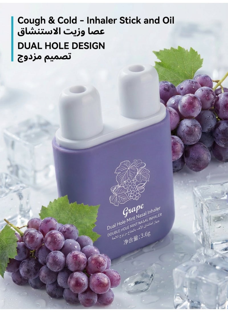 1pc Grape Portable Aromatherapy Nasal Inhaler - Strong Refreshing Menthol Grape | Dual-Hole Design, No Additives | Relieves Stuffy Nose | For Driving, Study, Cold Relief - Image 3