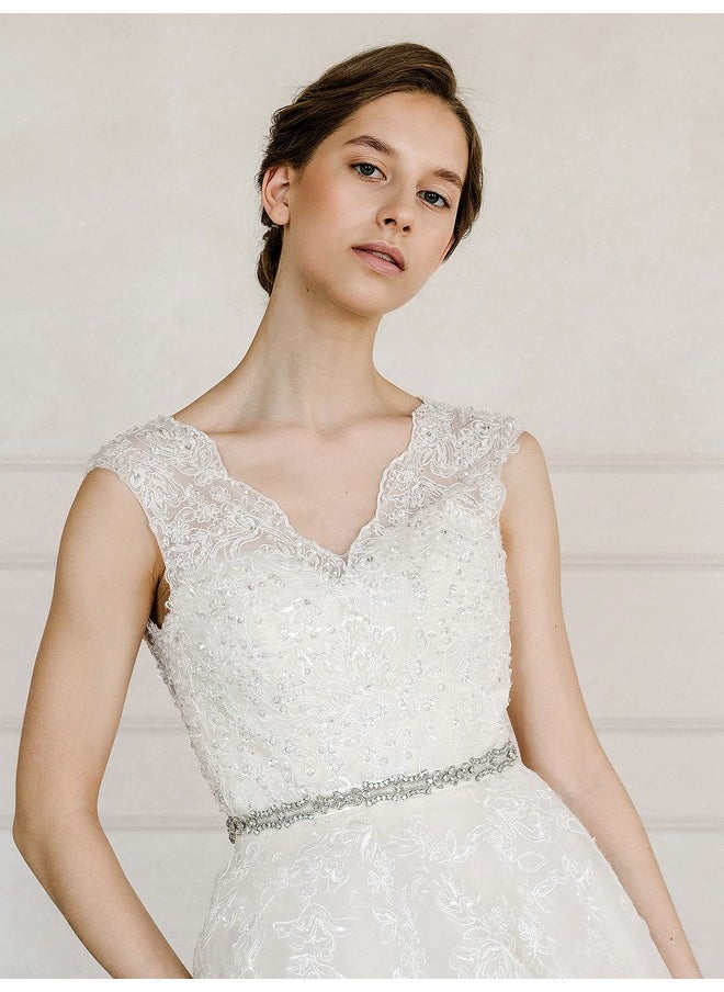 AW BRIDAL - Bridal Belt Rhinestone Wedding Belt Sash Crystal Thin Wedding Belt For Women Dress Belt For Wedding Gown Dress Silver Belt - Image 1