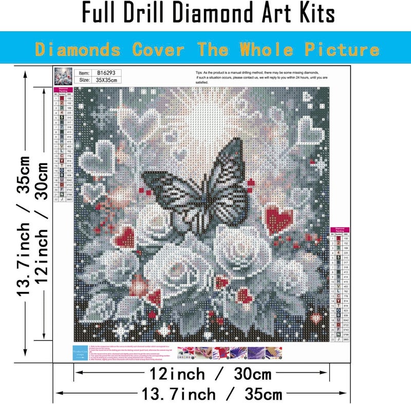 DYAIANGMU Flower Diamond Art Kits for AdultsButterfly Diamond Art Diamond Painting Kit5D Diamond Painting DIY Full Drill Diamond Dots Diamond Painting with ToolsGem Craft for Home Wall Decor 137x137in - Image 3