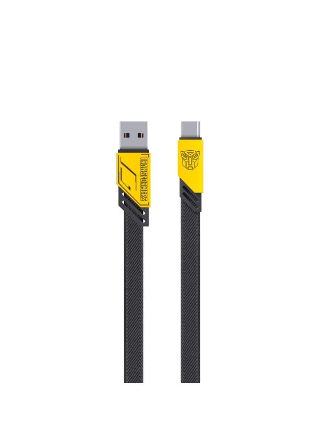 TRANSFORMERS Bumblebee Edition 65W Fast Charging Cable USB-A to USB-C, Durable Nylon Braided Cord, High-Speed Data Transfer, Tangle Free Design 1.5m– TF-A08 Black/Yellow - Image 2