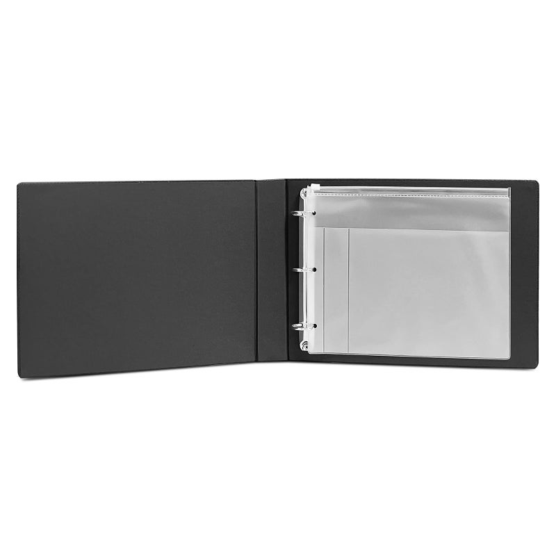 LLi Cufite 3 Rings Check Binder for End-Stub Deskbook Checks, 3 on a Page, Fit 3 & 9 Holes Check Faux Leather (9.1"x12.5") (Black) - Image 2