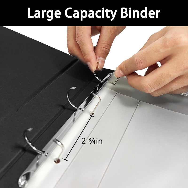 LLi Cufite 3 Rings Check Binder for End-Stub Deskbook Checks, 3 on a Page, Fit 3 & 9 Holes Check Faux Leather (9.1"x12.5") (Black) - Image 5