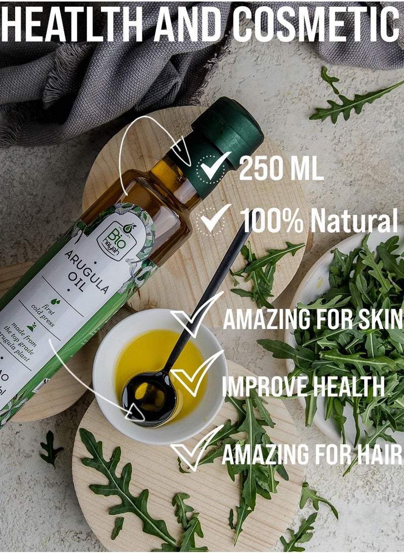 Biohayah - Biohayah Arugula Oil 100% Cold Pressed Pure Organic Natural Herbal Hair Growth Skin Eyebrows Eyelashes Body Nail Moisturizer Non Gmo 250 ml - Image 1