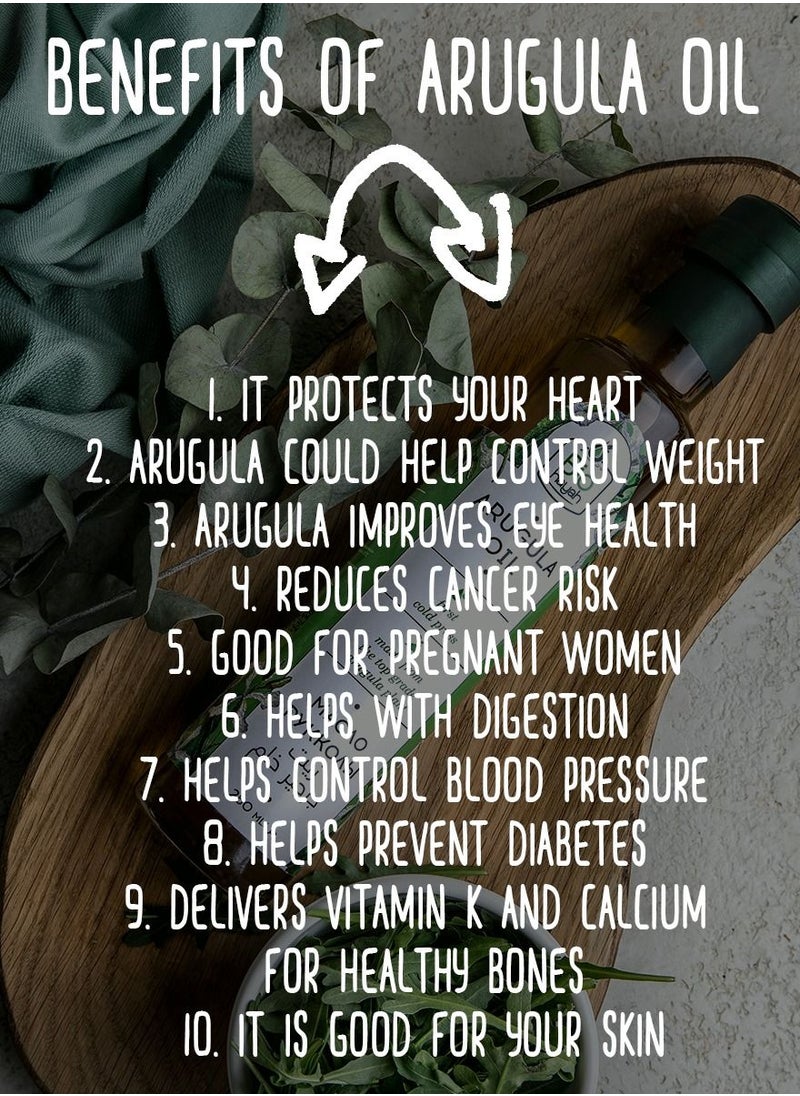Biohayah - Biohayah Arugula Oil 100% Cold Pressed Pure Organic Natural Herbal Hair Growth Skin Eyebrows Eyelashes Body Nail Moisturizer Non Gmo 250 ml - Image 1