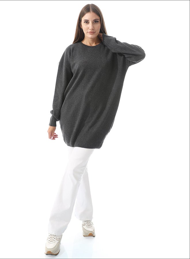 Andora Knitted Slip On Pullover _ Dark Grey