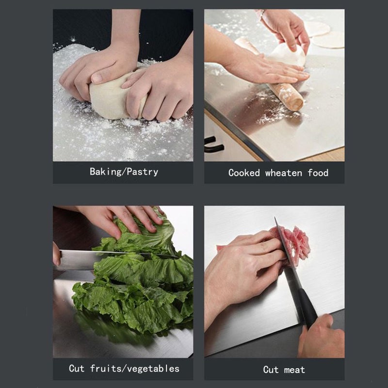 ifowip Stainless Steel Cutting Boards for Kitchen,Baking Board,Pastry Board,kneading Panel - Suitable for Cutting Vegetables, Fruits, Meat,bread - Easy To Clean and Store (50x50cm/19.6x19.6in) - Image 5