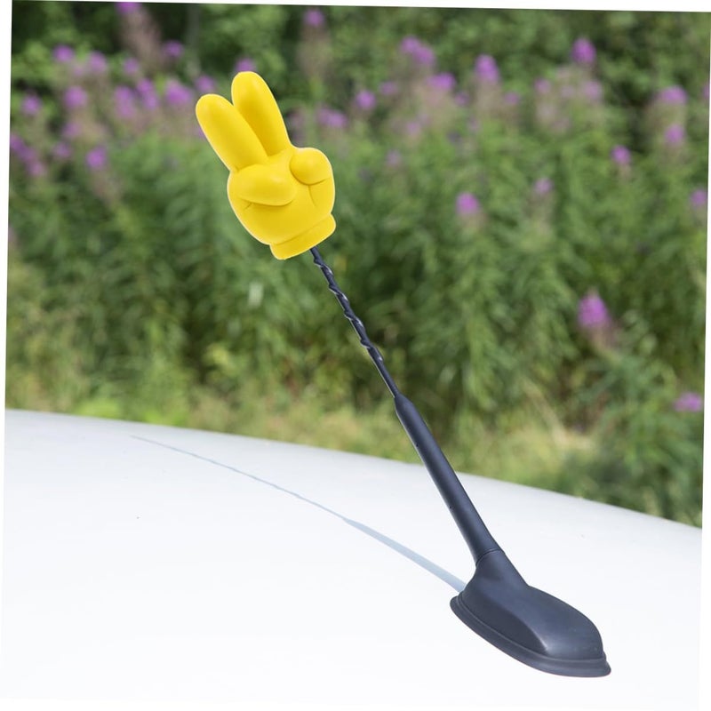 2Pcs Yellow Car Antenna Topper Weatherproof PU Material Easy Install Roof Decoration - Image 5