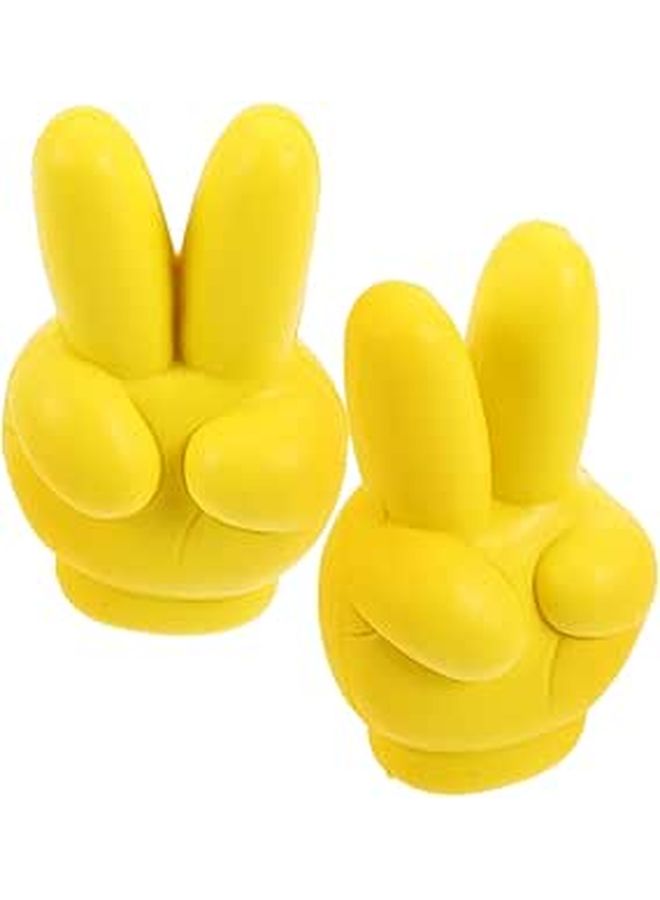 2Pcs Yellow Car Antenna Topper Weatherproof PU Material Easy Install Roof Decoration - Image 1