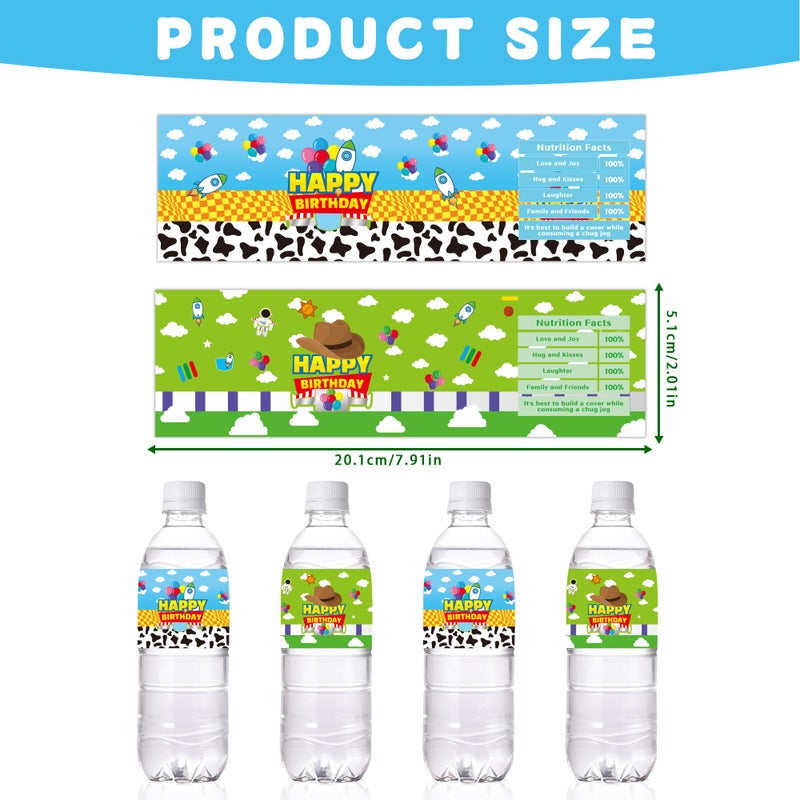 CHENRINDECO 24 Pcs Cartoon Story Water Bottle Labels Toy Inspired Party Birthday Decorations for Toy Themed Birthday Party Supplies - Image 2