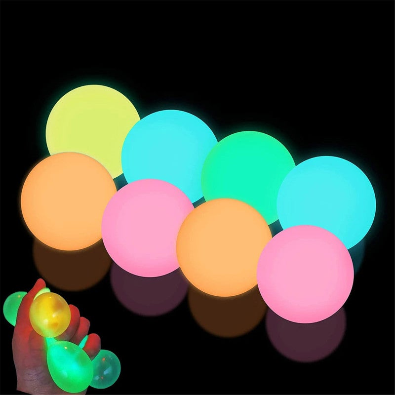 Luminous Sticky Wall Ball: 1pcs Colorful Soft Glow-in-the-dark Returning Ball - Stress-relief Squeeze Ball for Parent-child Indoor Sports & Self-training - Image 4