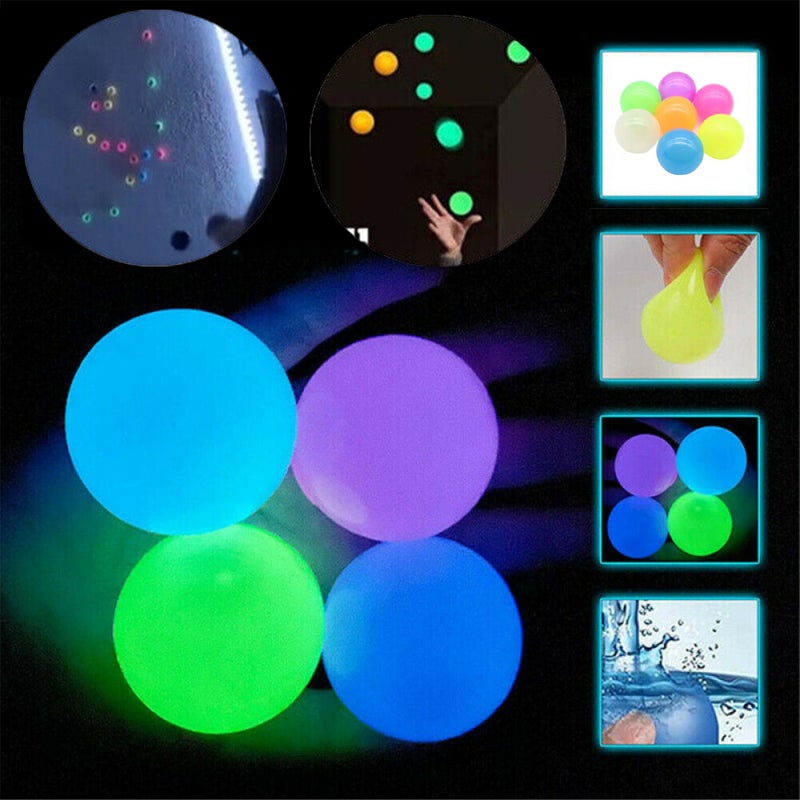 Luminous Sticky Wall Ball: 1pcs Colorful Soft Glow-in-the-dark Returning Ball - Stress-relief Squeeze Ball for Parent-child Indoor Sports & Self-training - Image 1
