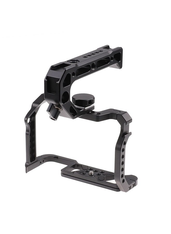 Hersmay - R5 R6 Cage with Top Handle,Aluminium Alloy Camera Cage for Canon EOS R5 R6 Mirrorless Cameras, Vlogging Video Shooting Filmmaking Rig Stabilizer with 1/4" Mounting and 3/8" Arri Locating Hole - Image 1