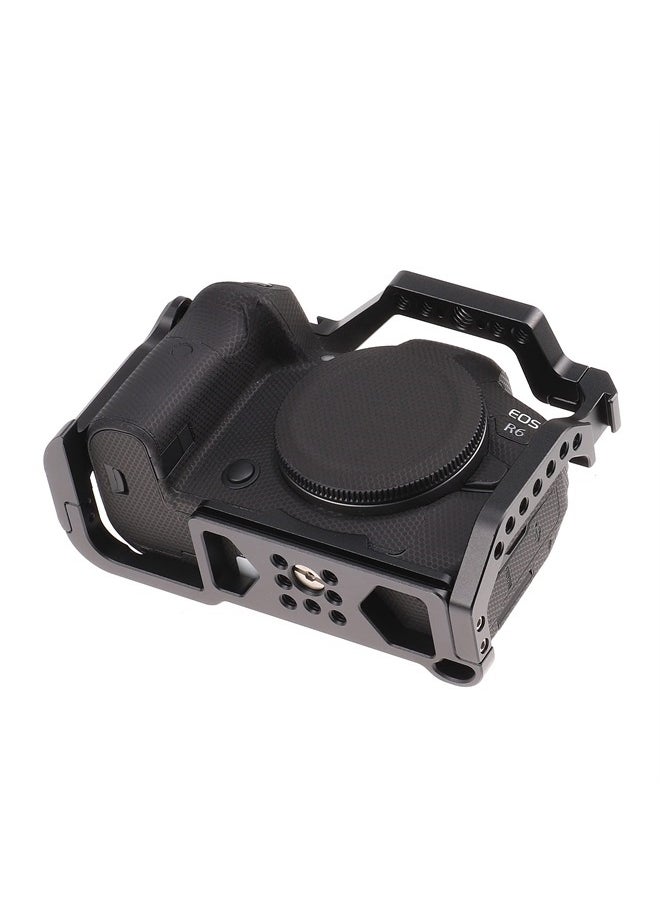 Hersmay - R5 R6 Cage with Top Handle,Aluminium Alloy Camera Cage for Canon EOS R5 R6 Mirrorless Cameras, Vlogging Video Shooting Filmmaking Rig Stabilizer with 1/4" Mounting and 3/8" Arri Locating Hole - Image 1