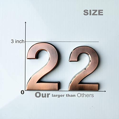 yescool FANXUS 3 Inch House Numbers for Mailbox or House Door Address, Home Office Hotel Room. 3 Inch Pack of 20, Bronze - Image 3