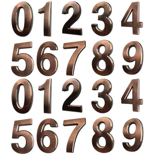 yescool FANXUS 3 Inch House Numbers for Mailbox or House Door Address, Home Office Hotel Room. 3 Inch Pack of 20, Bronze - Image 1