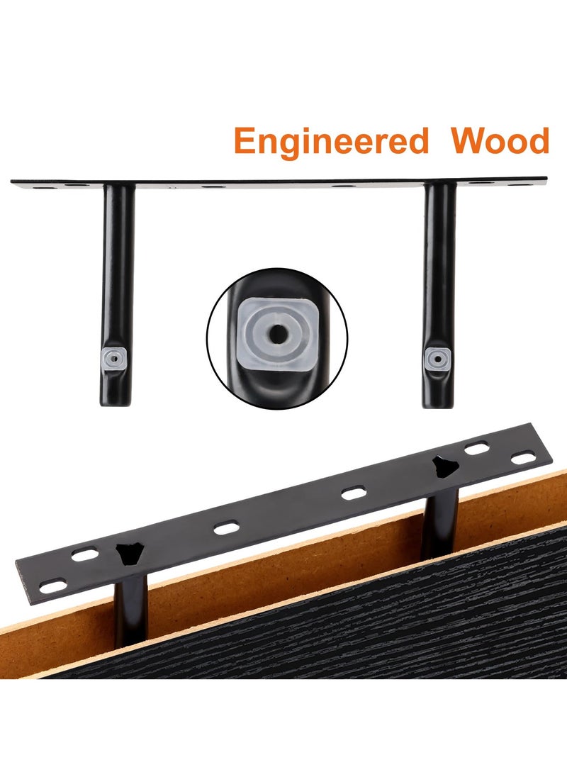 ELFSA - 40CM Floating Shelves, Rustic Wood Finish Wall Shelves Set of 4, Shelves for Wall Decor, with Invisible Brackets for Bathroom, Living Room,Bedroom and Kitchen(Black) - Image 1