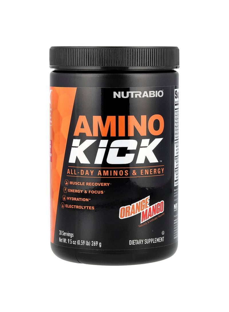 NutraBio Amino Kick™, Orange Mango, 9.5 oz (269 g)