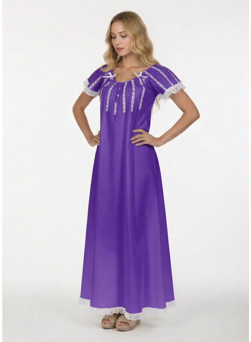 Cindy Nightgown 100% cotton gives you relaxing at home good for breast feeding or home wear the padded soft lace hand embroidery makes it sophisticated. look different with Notte Bianca