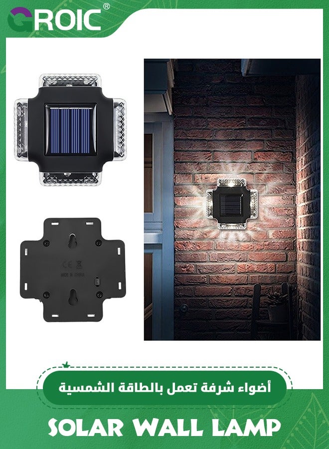 GROIC 4 Pcs Solar Wall Lamp, Solar Porch Lights Outdoor Wall Lights, Solar Powered Garden Lamp, Waterproof Solar Powered Pathway Lights for Entrance, Garage, Driveway, Garden, Hallway, Patio  - Image 1