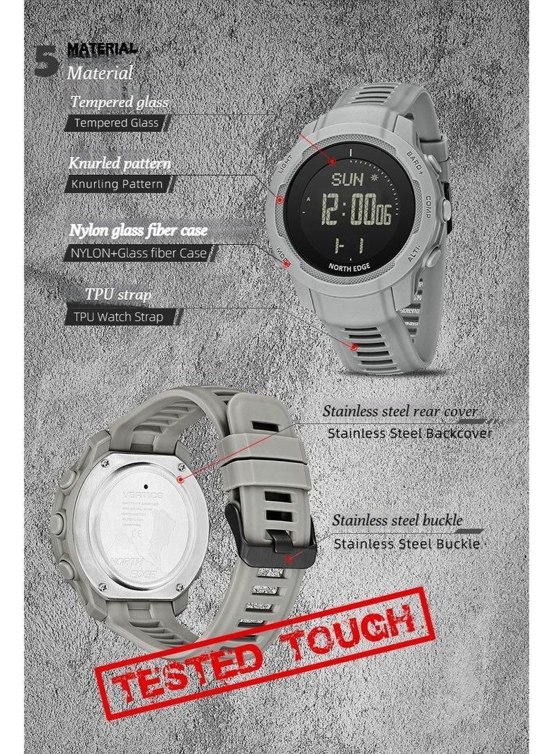 NORTH EDGE Carbon Fiber Military Off-road Outdoor Sports Electronic Watch for Men - 50-meter Water Resistance Compass - Image 2