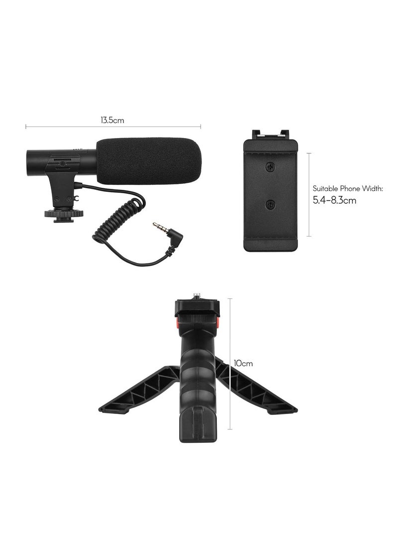 Generic Vlogging Kit for Video Making With Mic Mini Tripod Stand LED Light and Phone Holder Clip  - Image 5