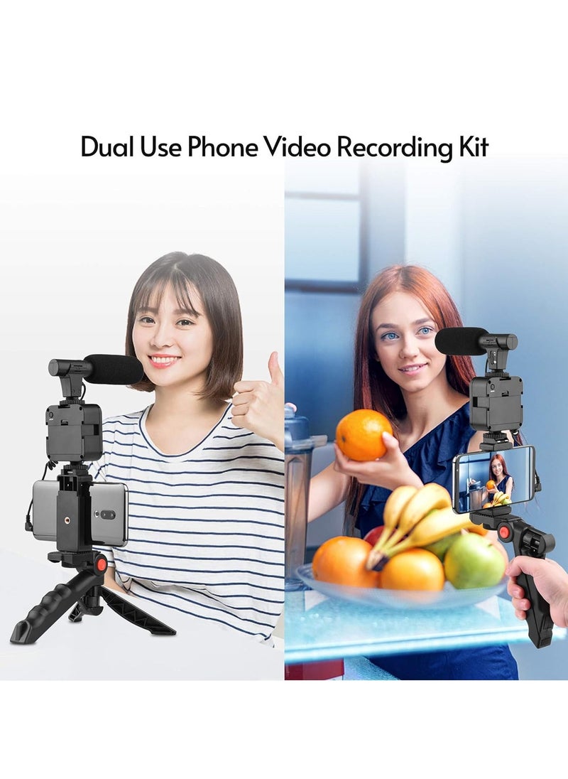 Generic Vlogging Kit for Video Making With Mic Mini Tripod Stand LED Light and Phone Holder Clip  - Image 3