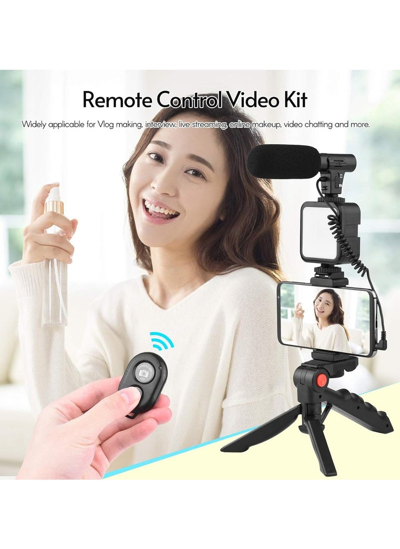 Generic Vlogging Kit for Video Making With Mic Mini Tripod Stand LED Light and Phone Holder Clip  - Image 4