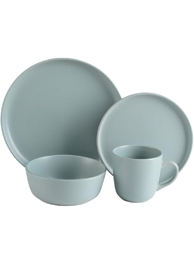 بين سيرفي طقم عشاء 16 قطعة من الخزف الحجري باللون الأخضر غير اللامع - Image 1