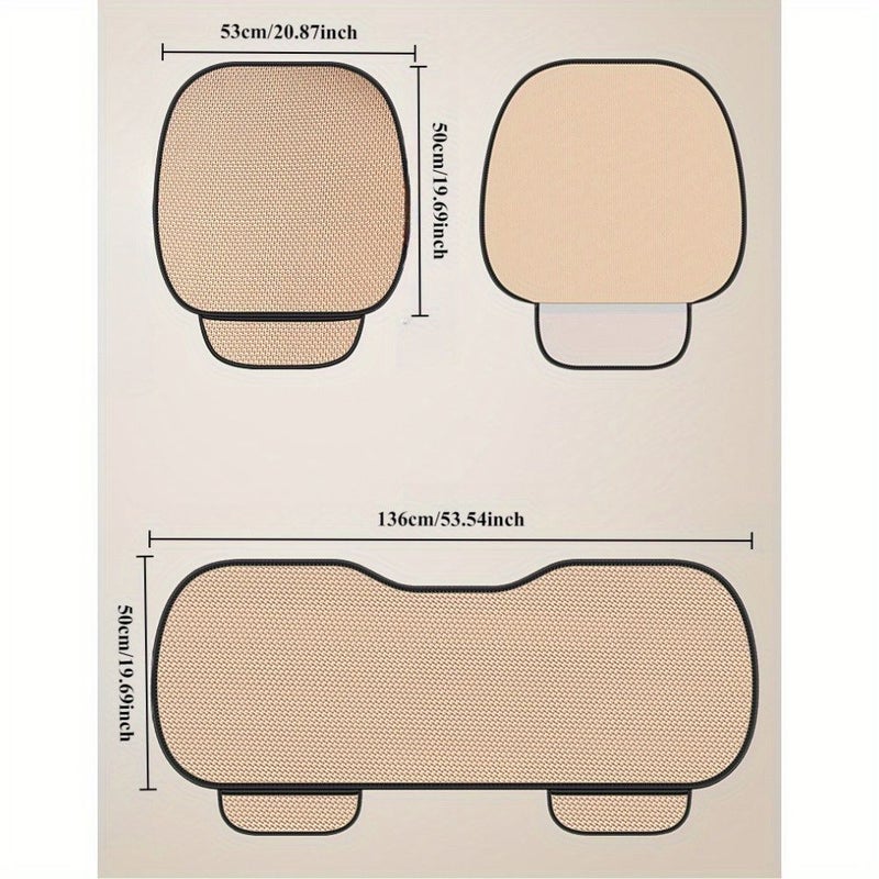 Full Car Five Seats Brown Color Car Seat Cushions Summer Cooling Breathable Front Rear Long Mat Fit For Volkswagen Toyota Hyundai - Image 3