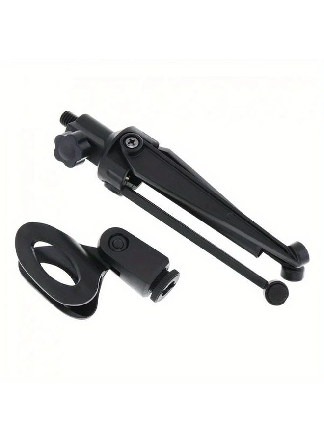 Black Adjustable Mini Microphone Stand Portable Desktop Tripod For Podcast Voice Over Gaming - Image 1