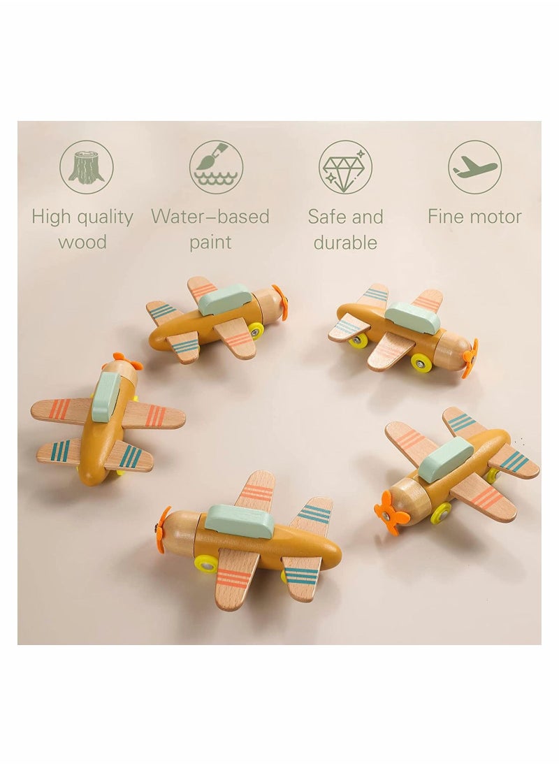 Y&D Airplane Toys for Boys and Girls Wooden Play Set Montessori Fine Motor Skills Great Toy Gift Aircraft Made with Durable Material  - Image 3