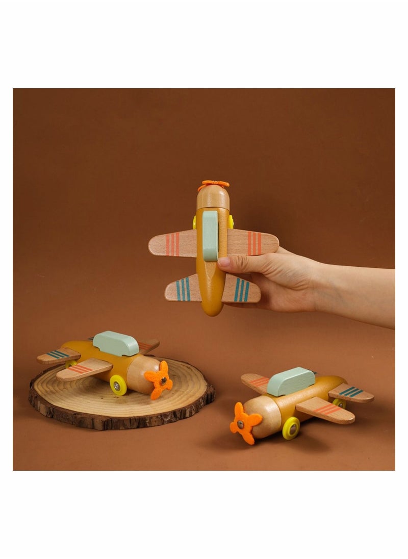 Y&D Airplane Toys for Boys and Girls Wooden Play Set Montessori Fine Motor Skills Great Toy Gift Aircraft Made with Durable Material  - Image 4