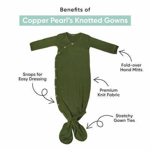 Copper Pearl Baby Gown - Knotted Newborn Sleepers for Baby Boy and Girl, Soft Stretchy Long Sleeve Infant Gowns with Bottom Tie and Hand Mittens, Perfect Hospital Coming Home Outfit (Camel) - Image 2