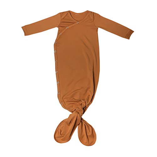 Copper Pearl Baby Gown - Knotted Newborn Sleepers for Baby Boy and Girl, Soft Stretchy Long Sleeve Infant Gowns with Bottom Tie and Hand Mittens, Perfect Hospital Coming Home Outfit (Camel) - Image 1