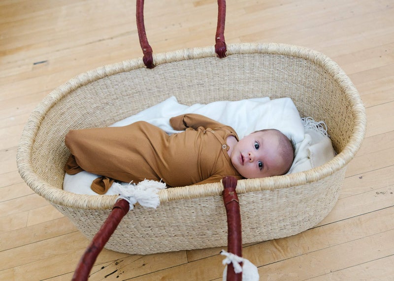 Copper Pearl Baby Gown - Knotted Newborn Sleepers for Baby Boy and Girl, Soft Stretchy Long Sleeve Infant Gowns with Bottom Tie and Hand Mittens, Perfect Hospital Coming Home Outfit (Camel) - Image 5