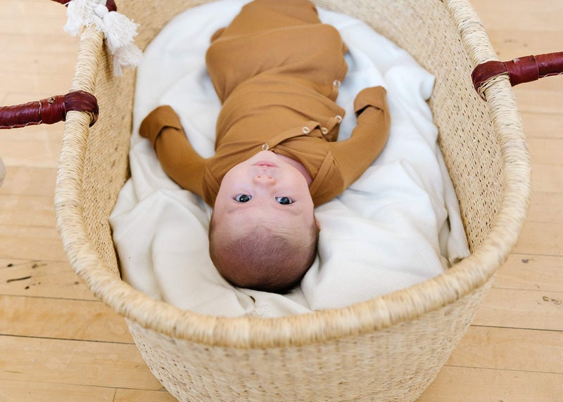 Copper Pearl Baby Gown - Knotted Newborn Sleepers for Baby Boy and Girl, Soft Stretchy Long Sleeve Infant Gowns with Bottom Tie and Hand Mittens, Perfect Hospital Coming Home Outfit (Camel) - Image 4