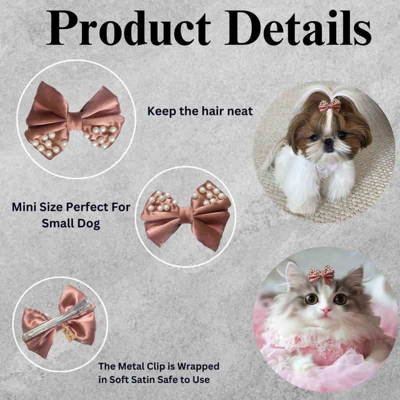 Western Era Dog Bow Clip with Pearls – Fashionable & Durable Pet Accessory for Small, Medium & Large Dogs – Perfect for Grooming, Photoshoots, Parties & Daily Use – Stylish Design (Brown) - Image 3