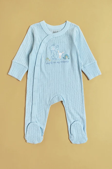 R&B 3 Pack Printed Footed Sleepsuits with Long Sleeves