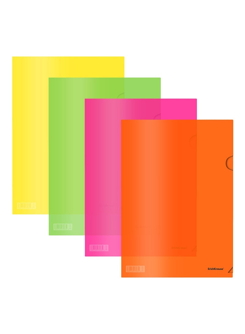 ErichKrause 12-Piece A4 Size Semi-Transparent L-Clear Folder Neon Colours - Image 2