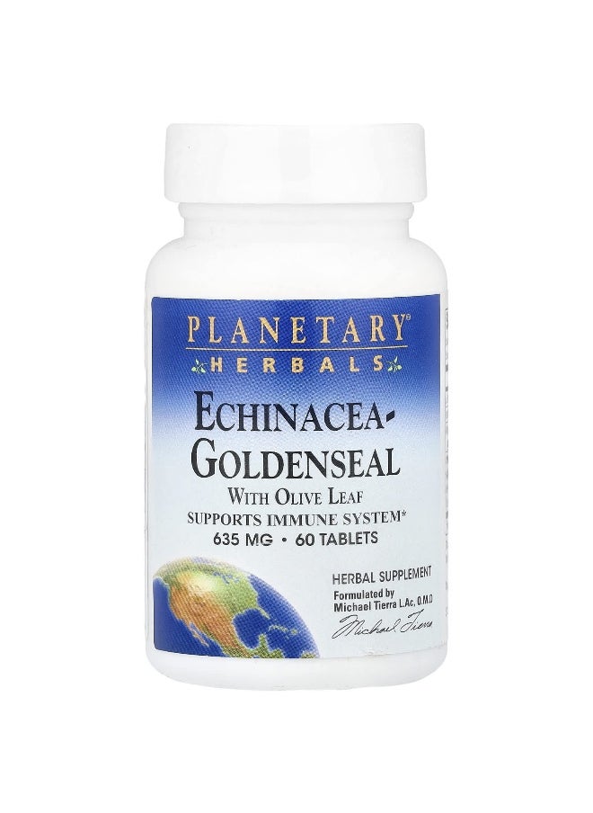 PLANETARY HERBALS Planetary Herbals, Echinacea-Goldenseal with Olive Leaf, 635 mg, 60 Tablets (317 mg per Tablet)  - Image 1