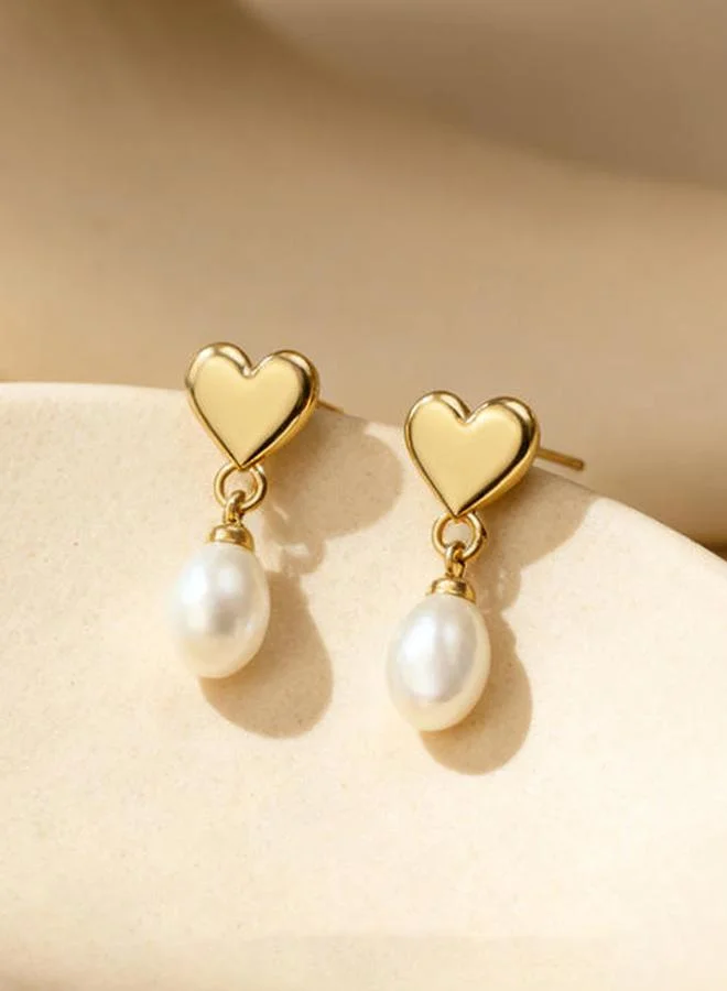 Take Two Heart Pearl Drop Earrings