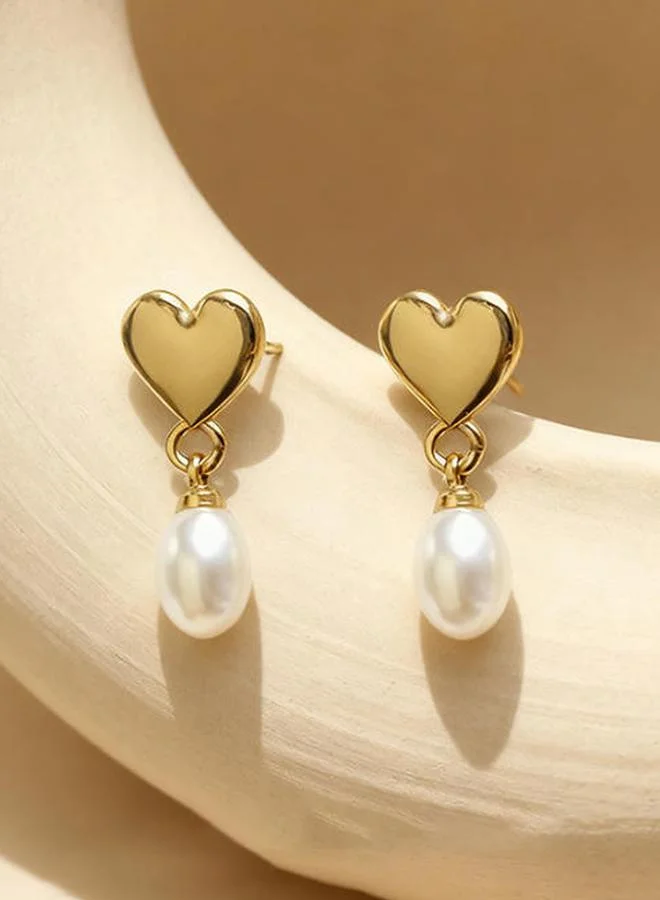 Take Two Heart Pearl Drop Earrings