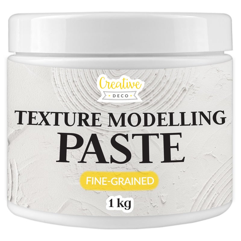 Creative Deco Modelling Paste FineGrained  1 kg  White Paste  Texture Paste Acrylic Paint Structural Paste Medium for Art Project DIY 3D Effect Structure Texture