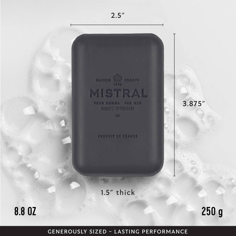 Mistral Black Amber Luxury Bar Soap for Men | Menâ€™s Natural Soap Bar | Paraben, Phthalats Free | Moisturizing & Triple-Milled Natural Soap for Men - Made in France | Large, 8.8 oz - Image 3